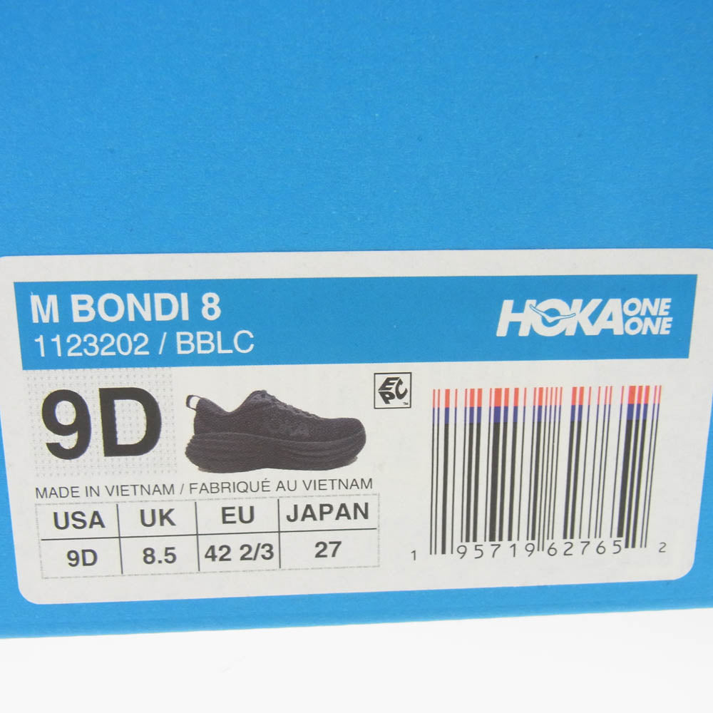 HOKA ONE ONE ホカ オネオネ 112302 BONDI 8 WIDE ボンダイ 8 ワイド ローカット スニーカー ブラック系 27cm【新古品】【未使用】【中古】