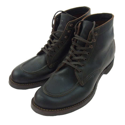 RED WING レッドウィング 8075 OLD OUTDOOR 1930s SPORT BOOT スポーツ ブーツ 茶芯 フラットボックス レースアップ ワークブーツ ブラック系 27.5cm【中古】