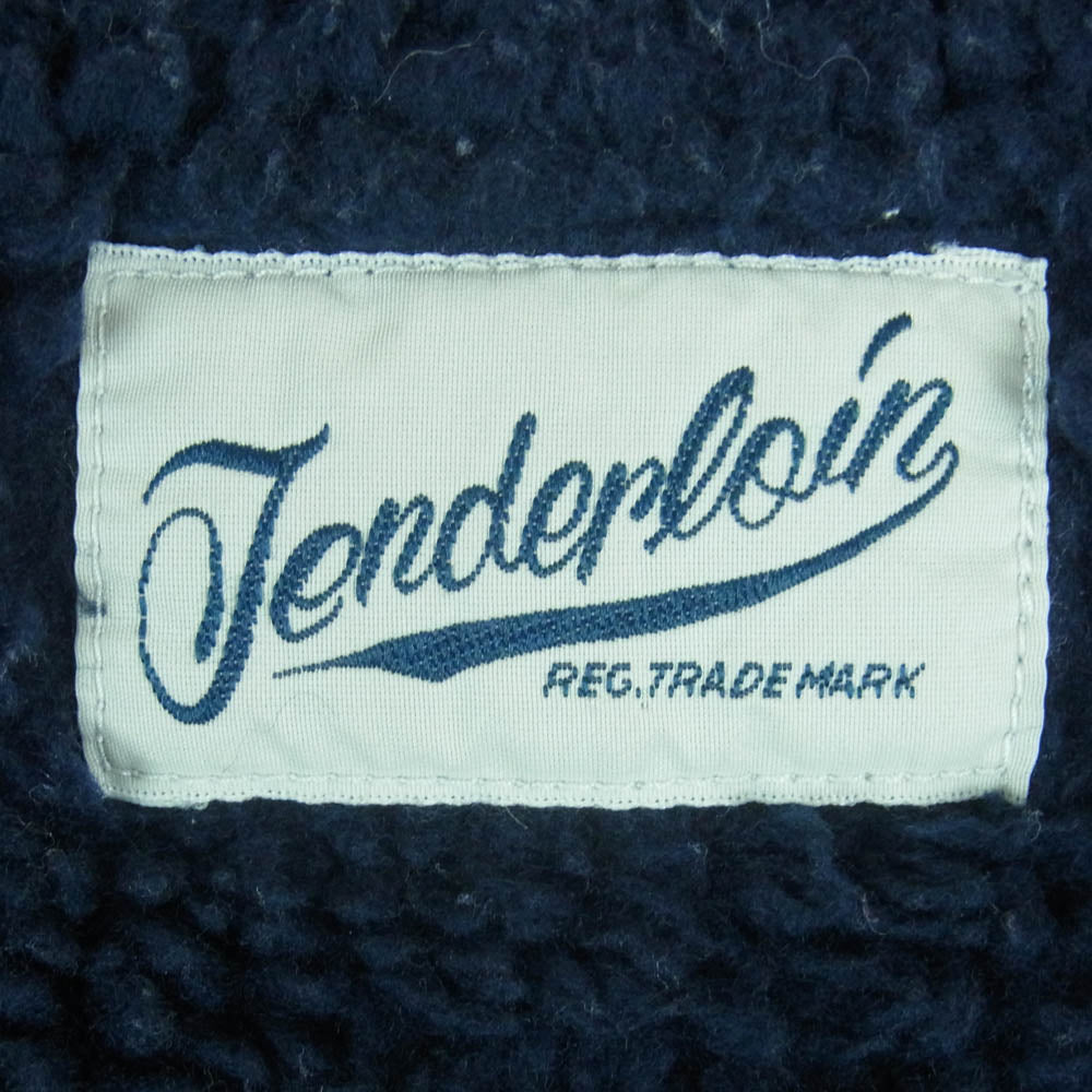 TENDERLOIN テンダーロイン T-VEST SO ストライプ柄 ベスト 裏地ボア コットン 日本製 ネイビー系 M【中古】