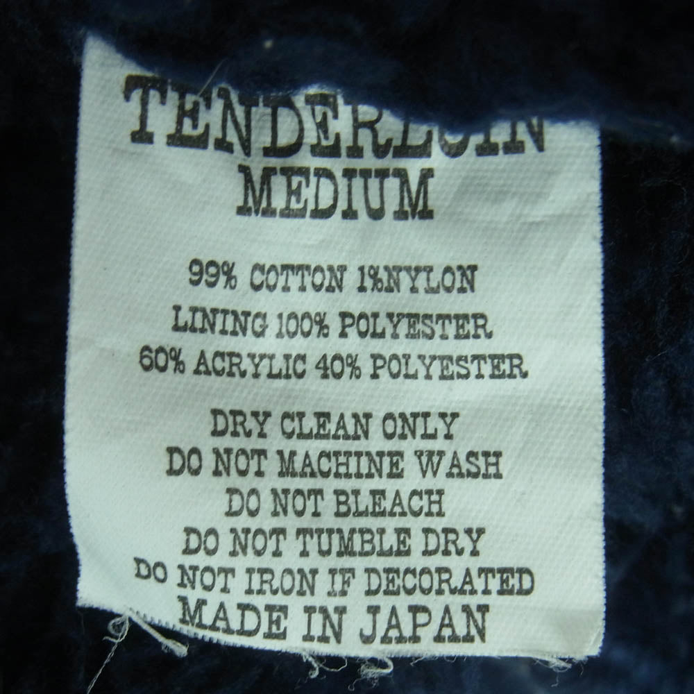 TENDERLOIN テンダーロイン T-VEST SO ストライプ柄 ベスト 裏地ボア コットン 日本製 ネイビー系 M【中古】