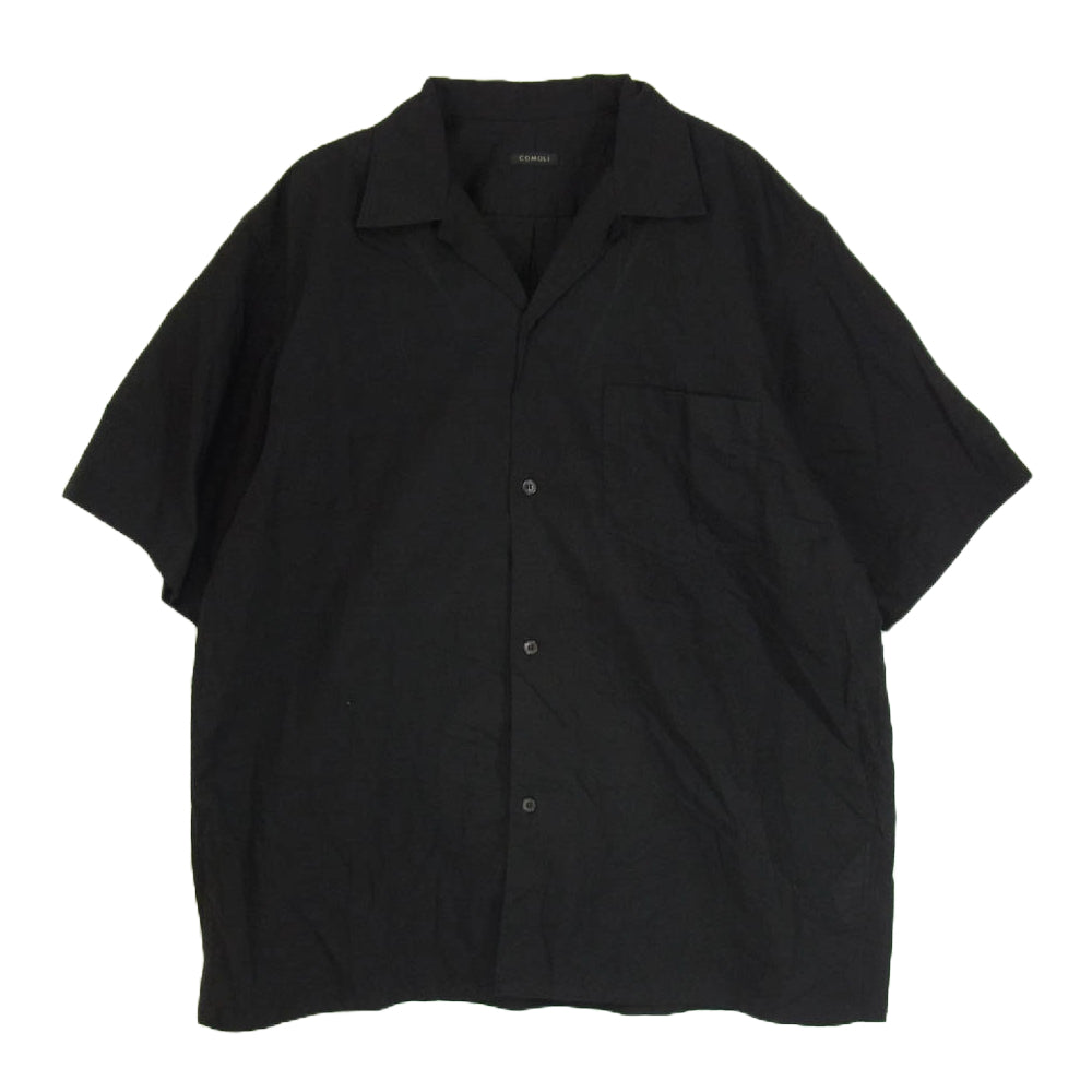 COMOLI コモリ 24SS Z01-02017 KHADI コットン オープンカラー 半袖 シャツ ブラック系 1【中古】