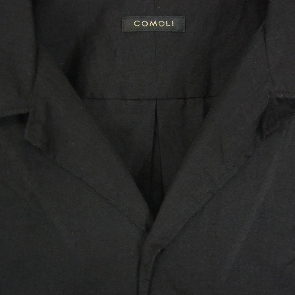 COMOLI コモリ 24SS Z01-02017 KHADI コットン オープンカラー 半袖 シャツ ブラック系 1【中古】