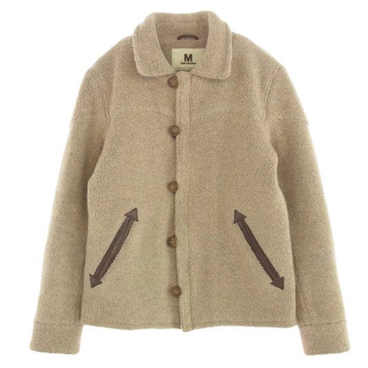 エム レザー エルボーパッチ バックベルト コットン ウール ジャケット ベージュ系 M【中古】