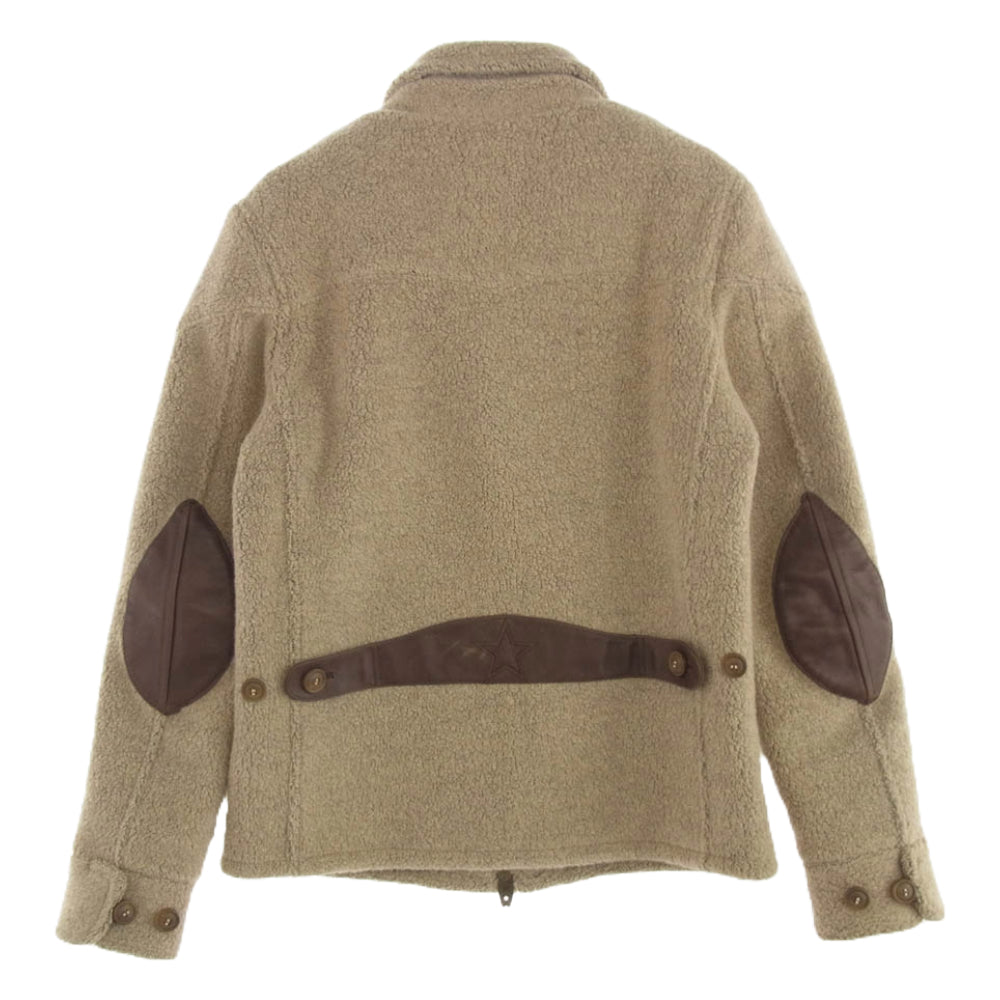 エム レザー エルボーパッチ バックベルト コットン ウール ジャケット ベージュ系 M【中古】