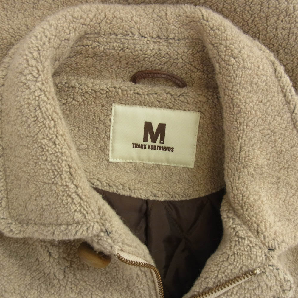 エム レザー エルボーパッチ バックベルト コットン ウール ジャケット ベージュ系 M【中古】