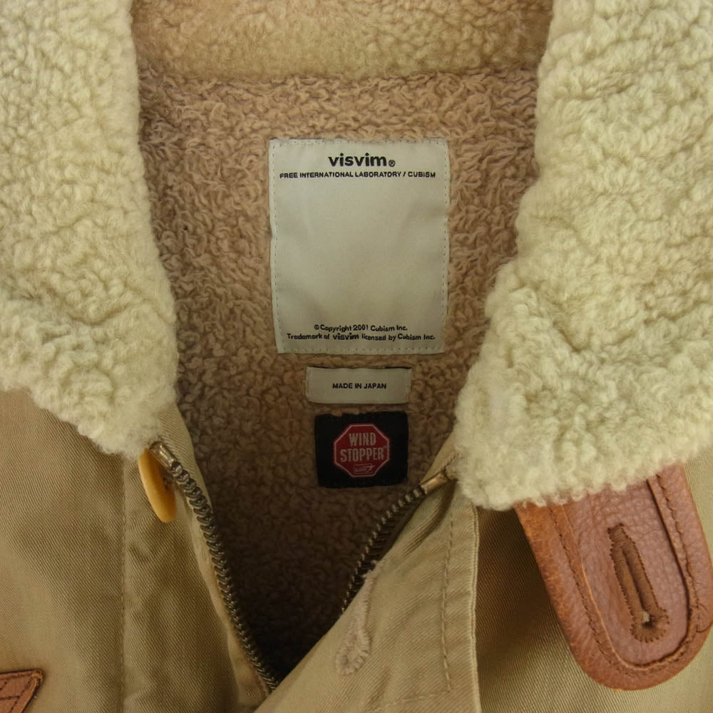VISVIM ビズビム VS0001576 DECKHAND JKT WIND STOPPER デックハンド ウィンドストッパー 裏ボア ジップアップ N-1 デッキ ジャケット カーキ系 M【中古】