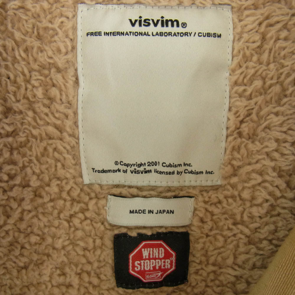VISVIM ビズビム VS0001576 DECKHAND JKT WIND STOPPER デックハンド ウィンドストッパー 裏ボア ジップアップ N-1 デッキ ジャケット カーキ系 M【中古】