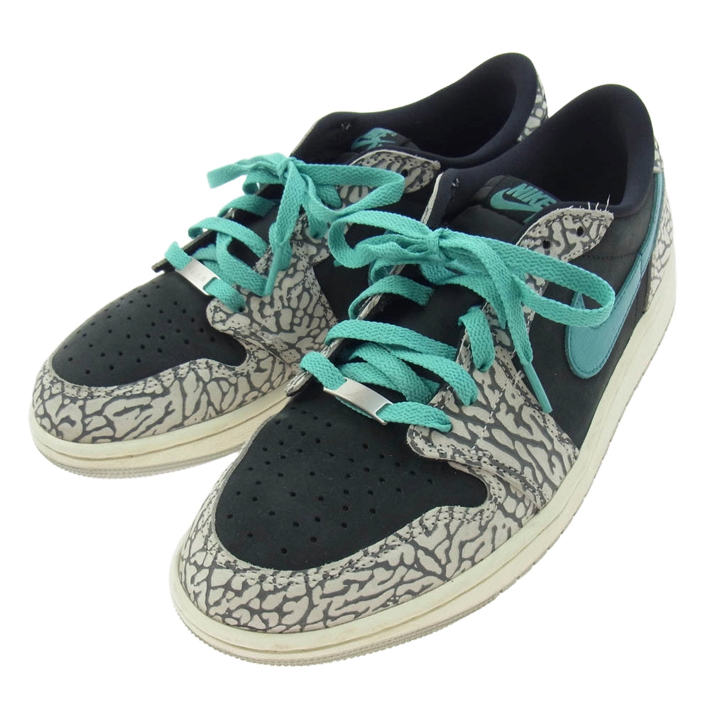 NIKE ナイキ CZ0790-001 AIR JORDAN1 RETRO LOW Black Cement AJ1 エアジョーダン 1 レトロ ロー ブラックセメント カスタム ローカット スニーカー ブラック系 ライトブルー系 27.5cm【中古】