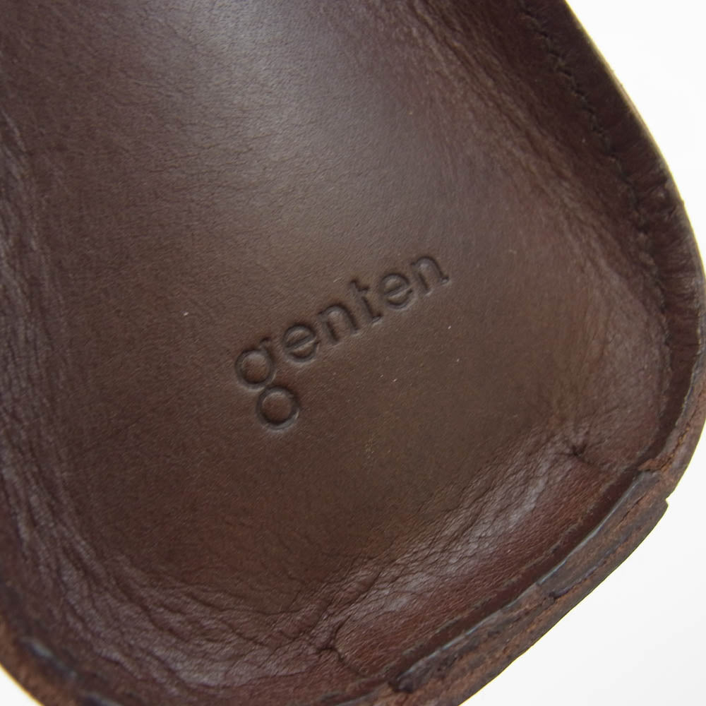 genten ゲンテン カットワーク レザー ポーチ ブラウン系【中古】