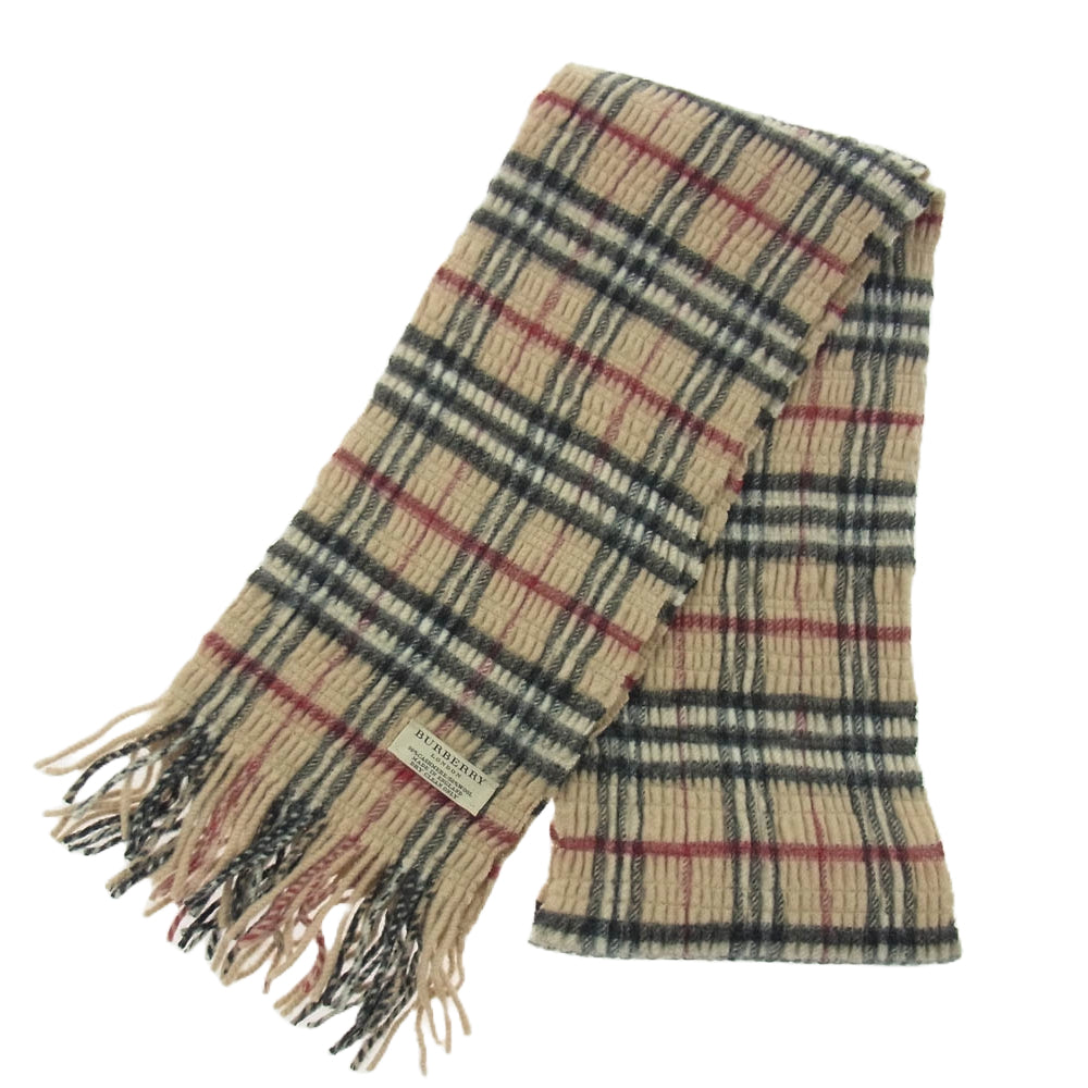 BURBERRY バーバリー カシミヤ混 ウール ノバチェック マフラー ライトブラウン系【中古】