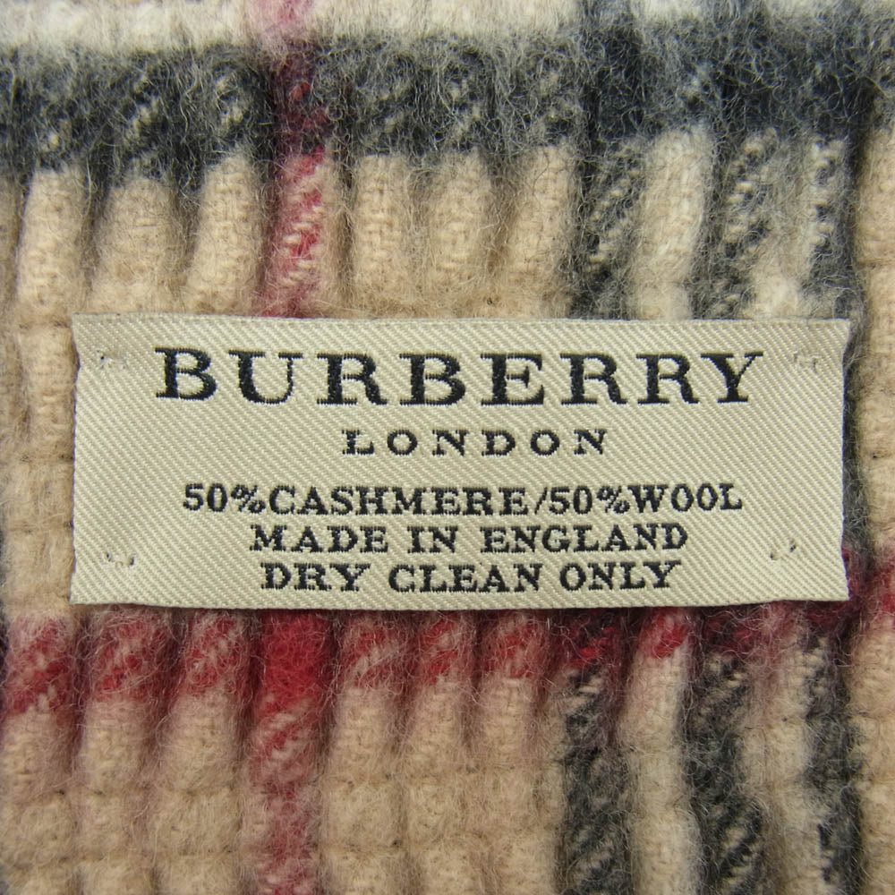 BURBERRY バーバリー カシミヤ混 ウール ノバチェック マフラー ライトブラウン系【中古】