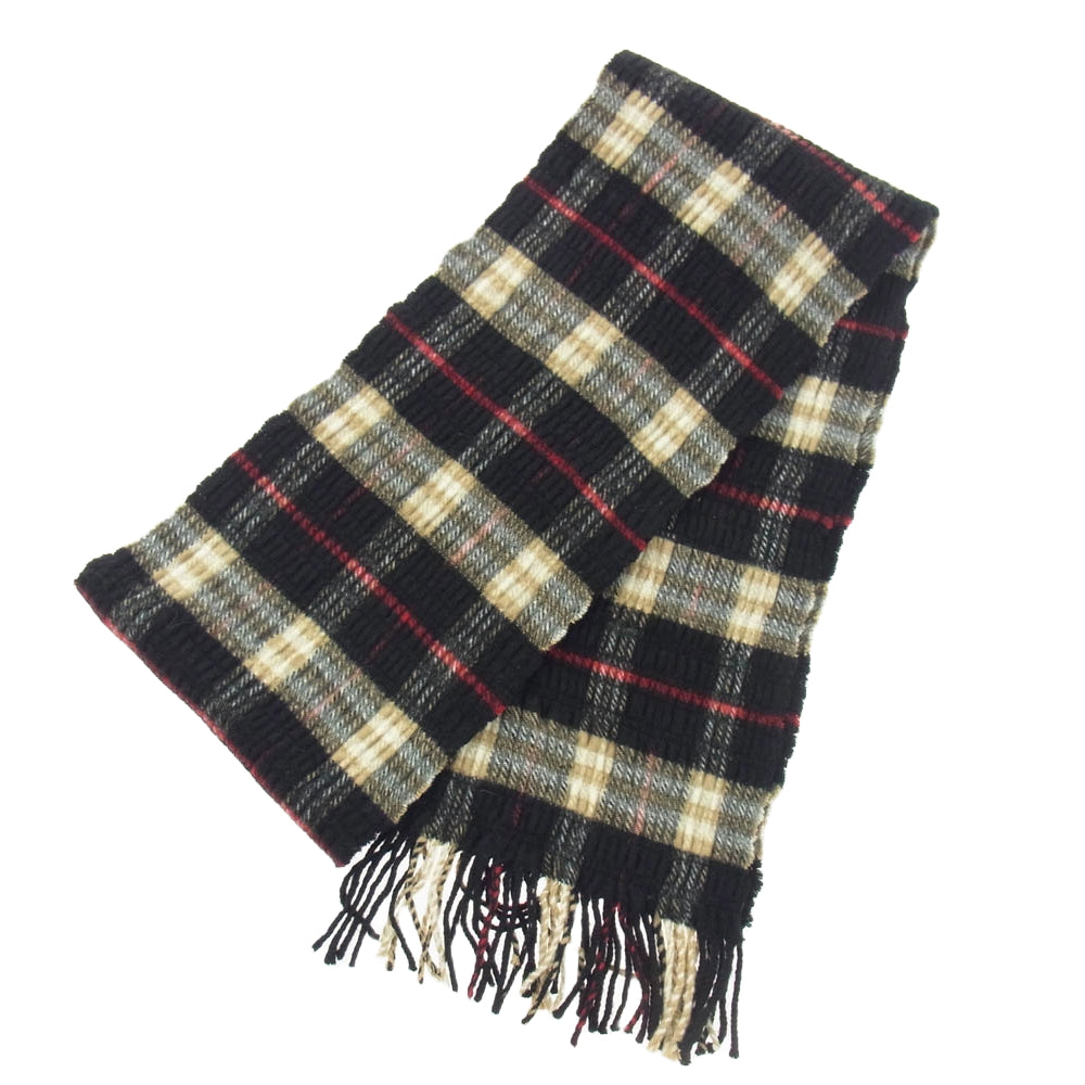 BURBERRY バーバリー カシミヤ混 メリノウール ノバチェック マフラー ブラック系 ライトブラウン系【中古】