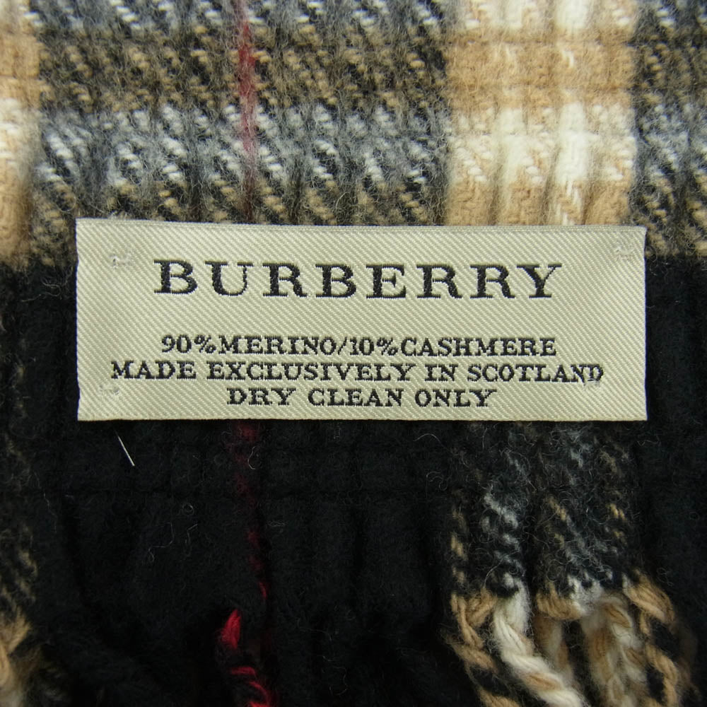 BURBERRY バーバリー カシミヤ混 メリノウール ノバチェック マフラー ブラック系 ライトブラウン系【中古】