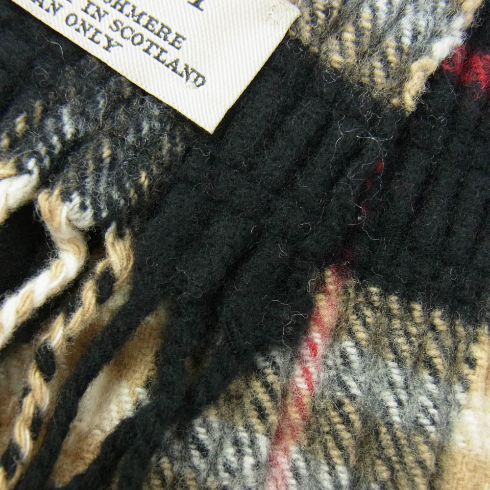 BURBERRY バーバリー カシミヤ混 メリノウール ノバチェック マフラー ブラック系 ライトブラウン系【中古】