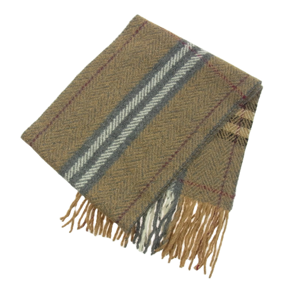 BURBERRY バーバリー アルパカ カシミヤ混 ノバチェック マフラー ライトブラウン系 グレー系【中古】