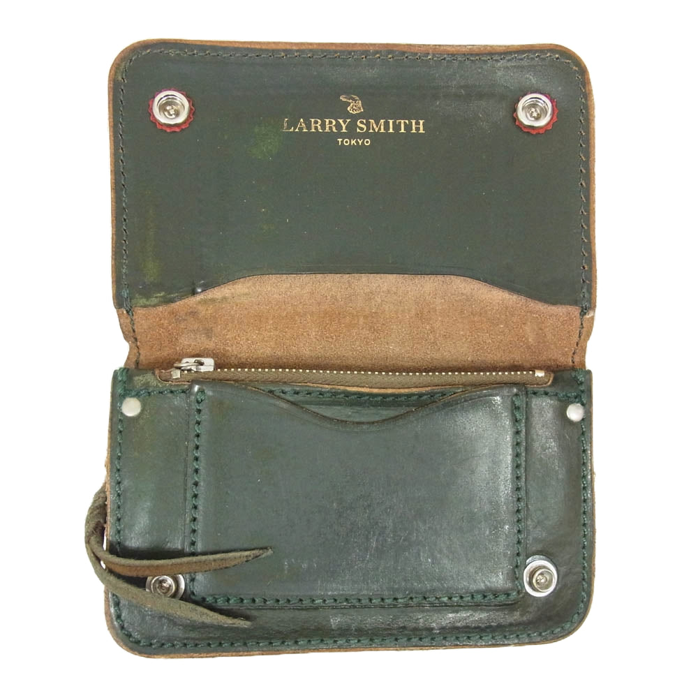 LARRY SMITH ラリースミス TRUCKERS WALLET LIMITED WALLET レザー トラッカー リミテッド ウォレット グリーン系【中古】