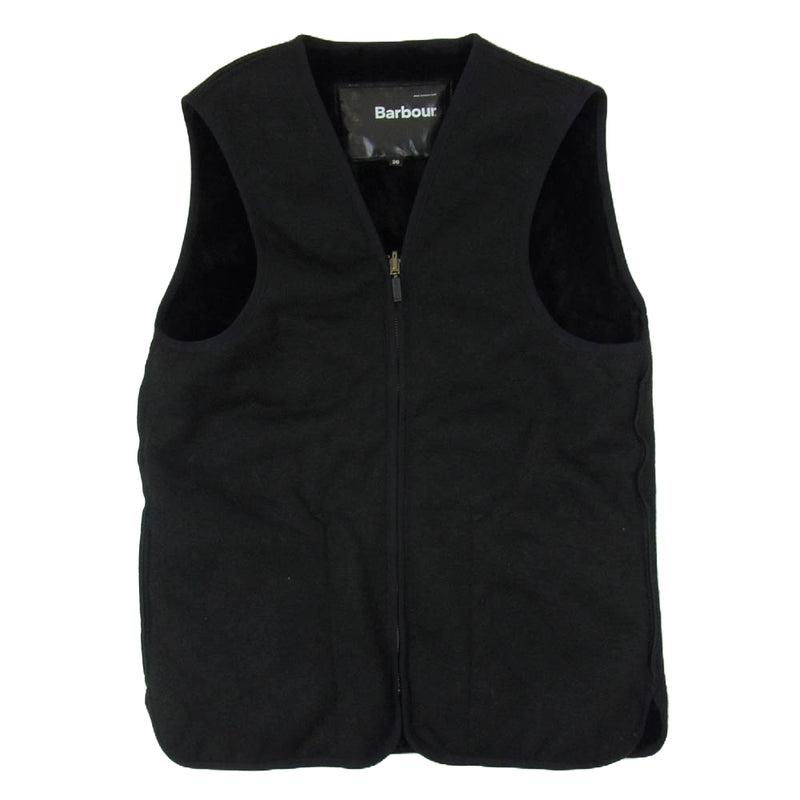 Barbour バブアー 1602078 リバーシブル フロントジップ ファーライナー ベスト ブラック系 36【中古】