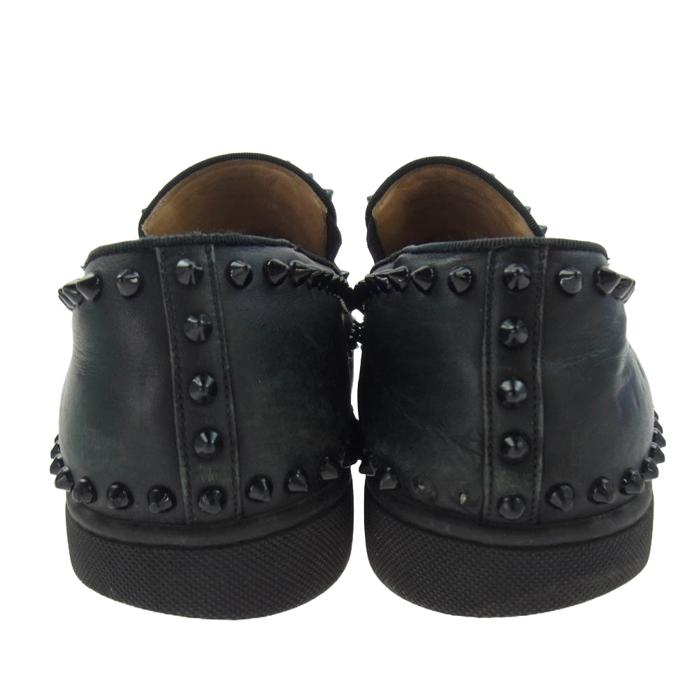 Christian Louboutin クリスチャンルブタン PIK BOAT FLAT CALF スタッズ スパイク レザー スリッポン ブラック系 27.5cm【中古】