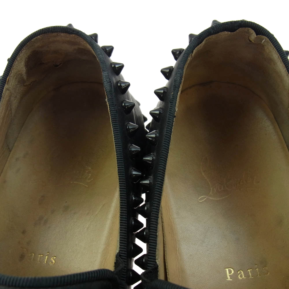 Christian Louboutin クリスチャンルブタン PIK BOAT FLAT CALF スタッズ スパイク レザー スリッポン ブラック系 27.5cm【中古】