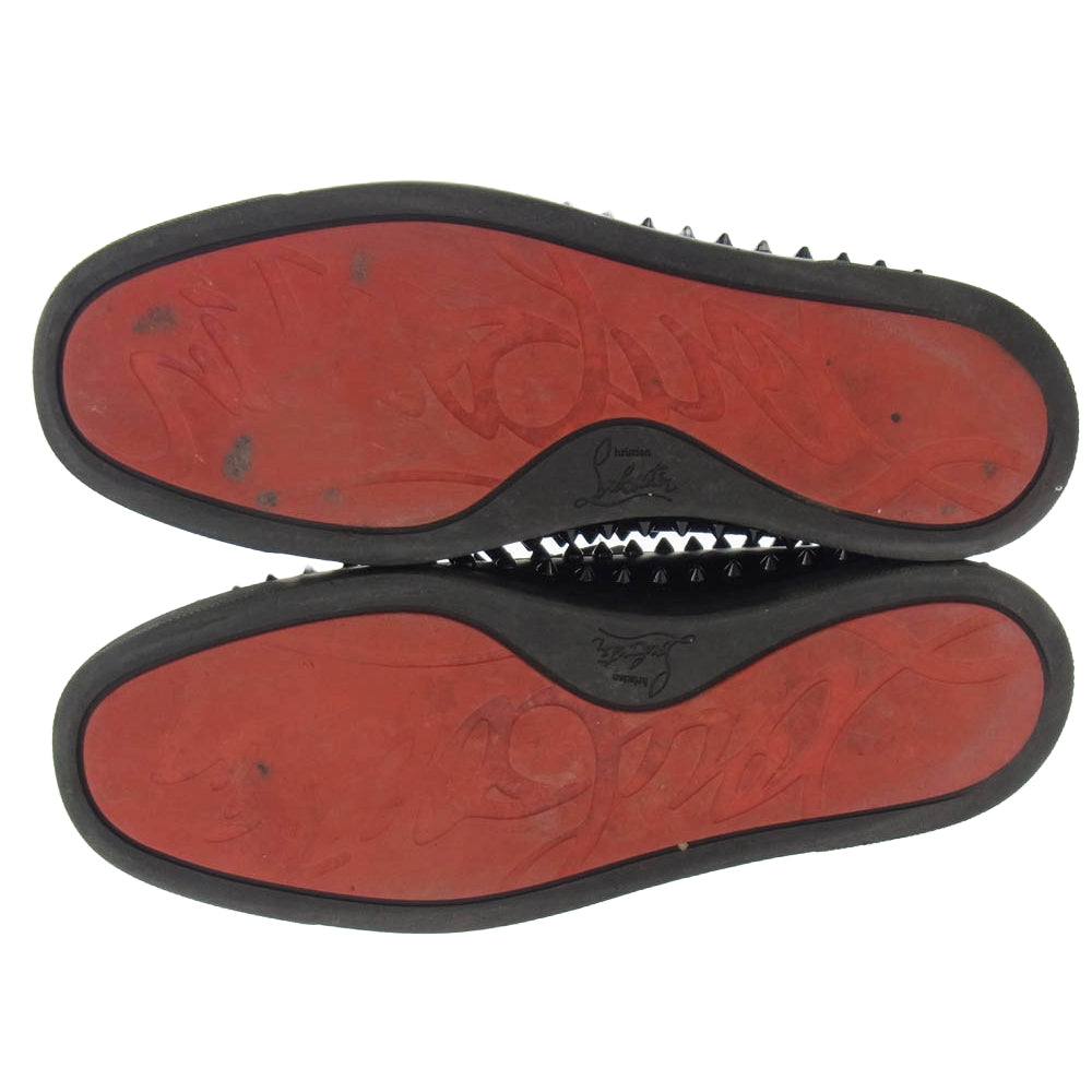 Christian Louboutin クリスチャンルブタン PIK BOAT FLAT CALF スタッズ スパイク レザー スリッポン ブラック系 27.5cm【中古】