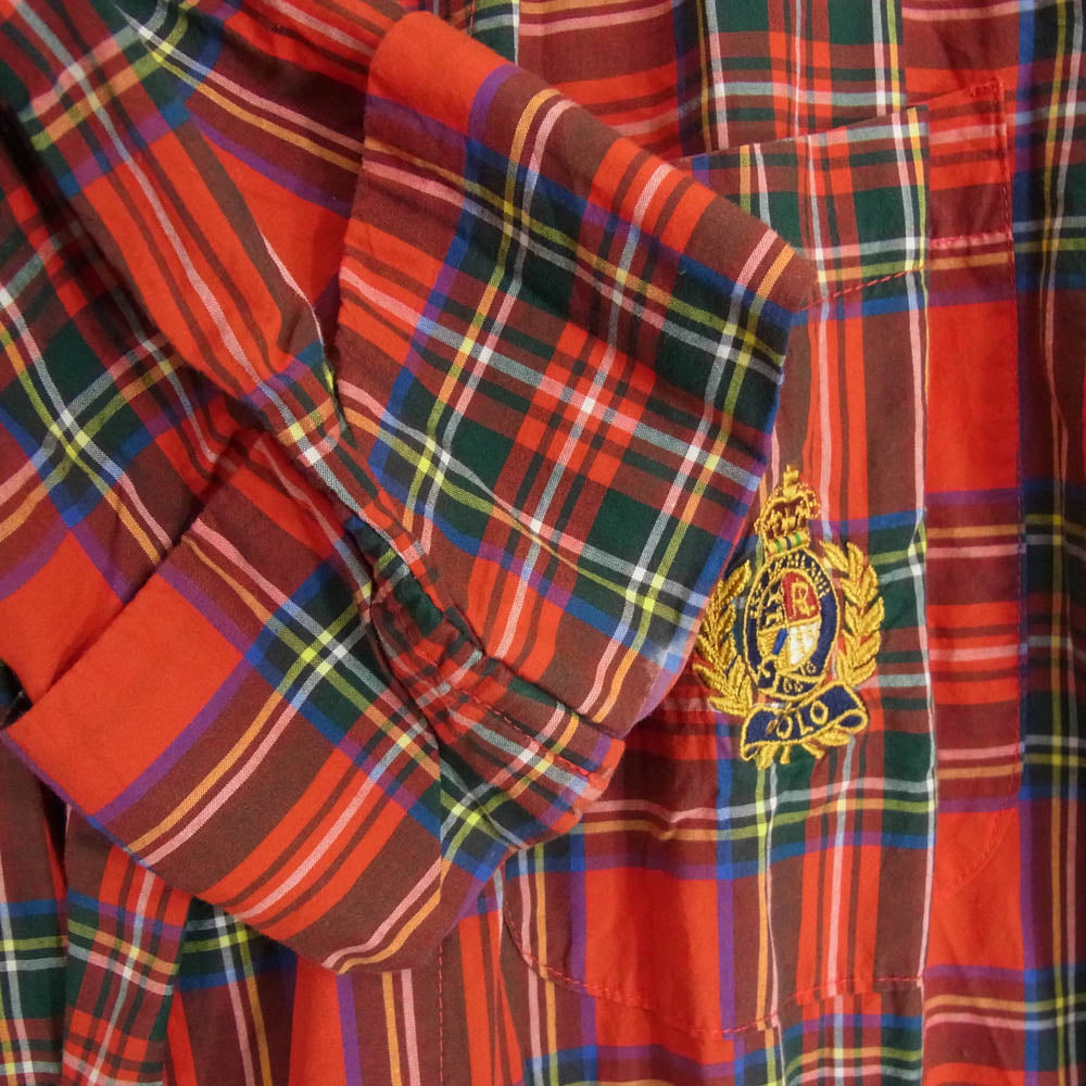 POLO RALPH LAUREN ポロ・ラルフローレン チェック ガウン コート レッド系 M【中古】