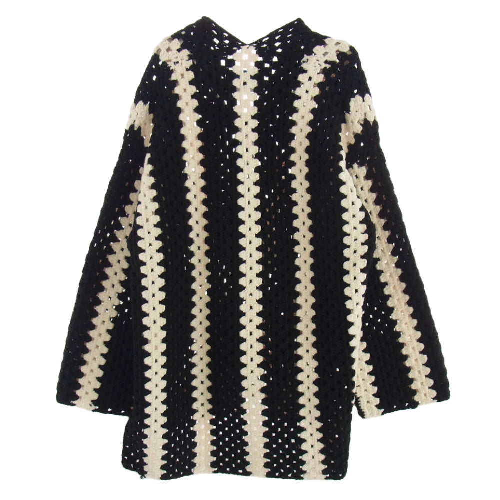MAISON SPECIAL メゾンスペシャル 11222361343 プライムオーバーストライプ クロシェ チャンキーニット カーディガン コットン アクリル ブラック系 ホワイト系 M【中古】
