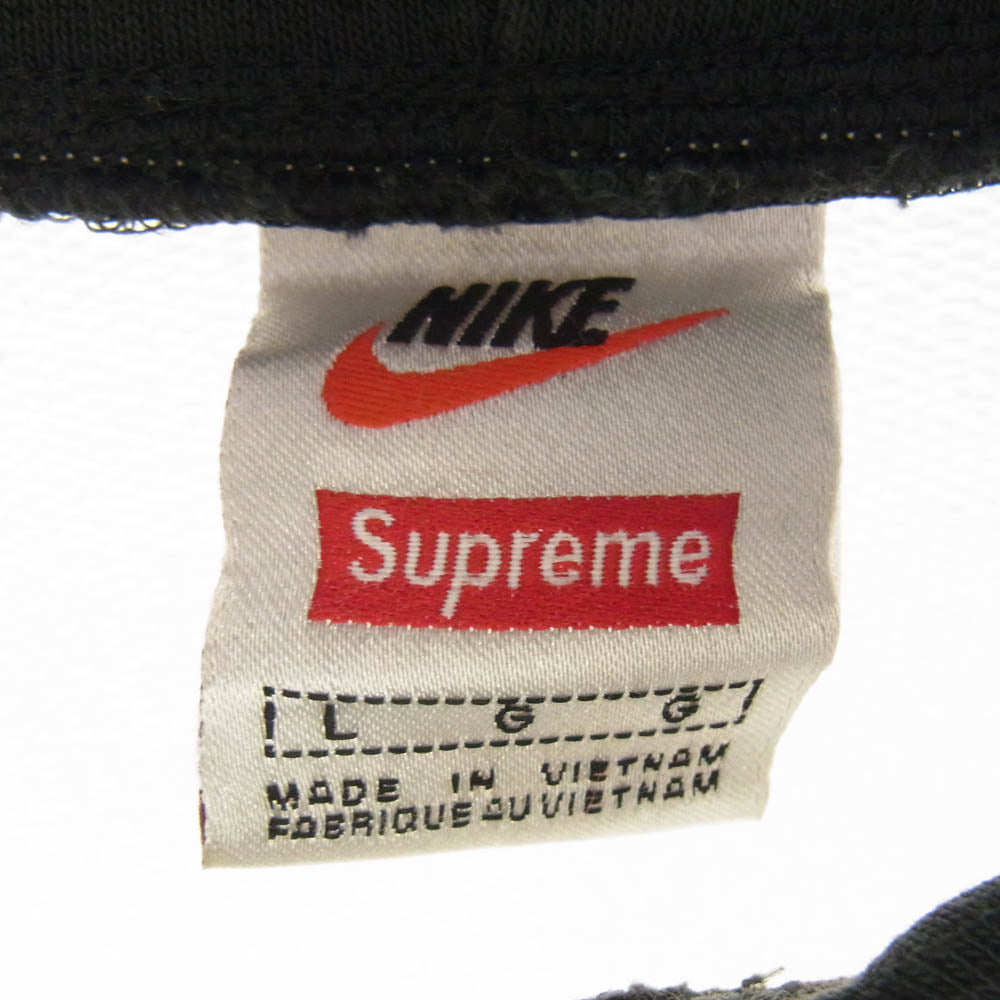 Supreme シュプリーム 19SS NIKE stripe hooded sweatshirt ブラック系 ホワイト系 L【中古】