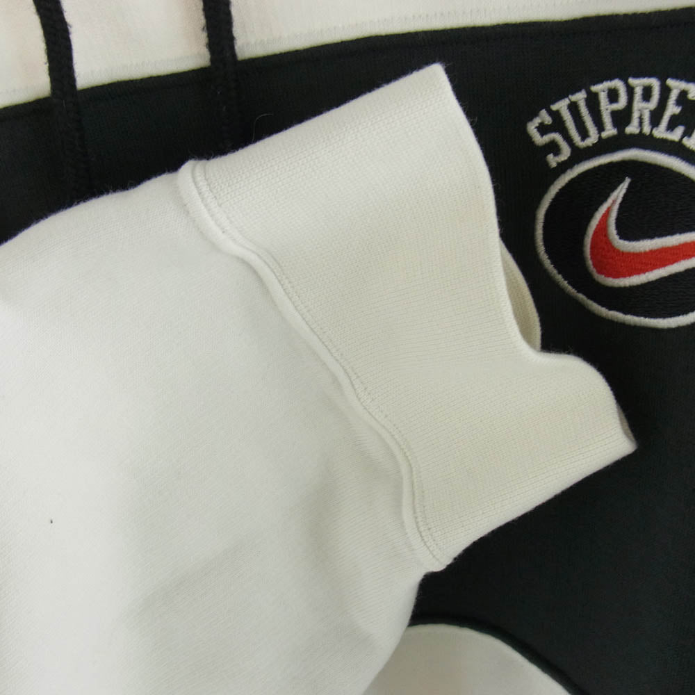 Supreme シュプリーム 19SS NIKE stripe hooded sweatshirt ブラック系 ホワイト系 L【中古】