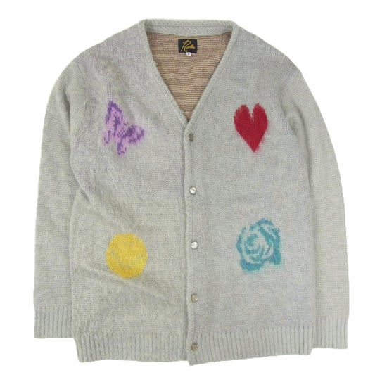 Needles ニードルス LQ376 × STUDIOUS ステュディオス Mohair Cardigan モヘア カーディガン ニット グレー系 M【中古】