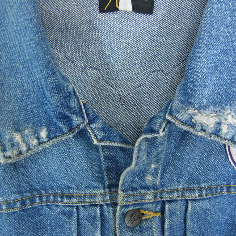 Needles ニードルス KP137 Assorted Patches Jean Jacket ダメージ加工 パッチカスタム デニム ジャケット インディゴブルー系 L【中古】