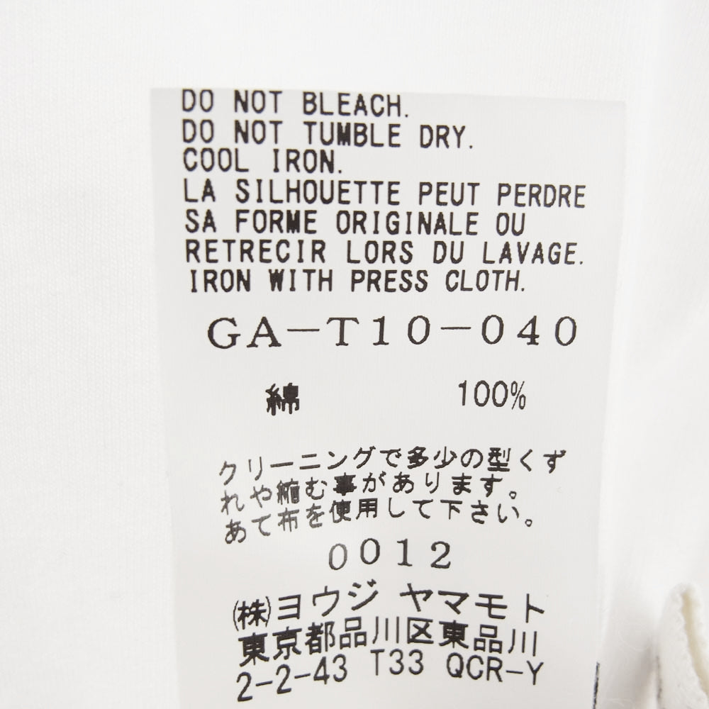 Yohji Yamamoto ヨウジヤマモト GA-T10-040 19AW Ground Y グラウンドワイ Jumbo Short Sleeve T ジャンボ Ｔシャツ 半袖 カットソー ホワイト系 3【中古】