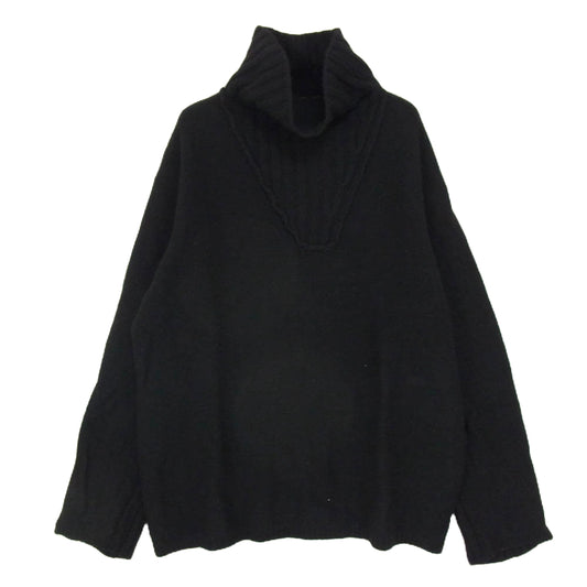 Yohji Yamamoto POUR HOMME ヨウジヤマモトプールオム 19AW HC-K12-191 ハイネック 素材切替 ウールニット セーター ブラック系 3【中古】