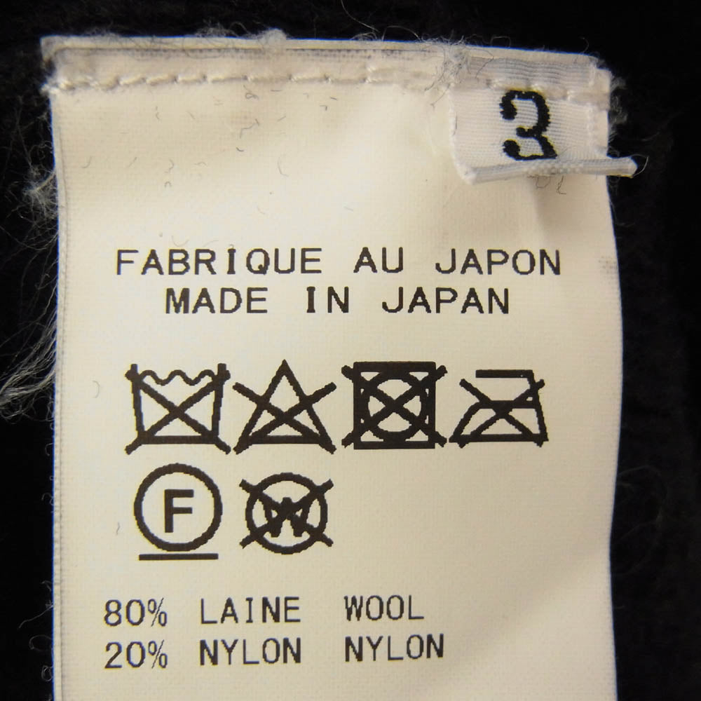 Yohji Yamamoto POUR HOMME ヨウジヤマモトプールオム 19AW HC-K12-191 ハイネック 素材切替 ウールニット セーター ブラック系 3【中古】