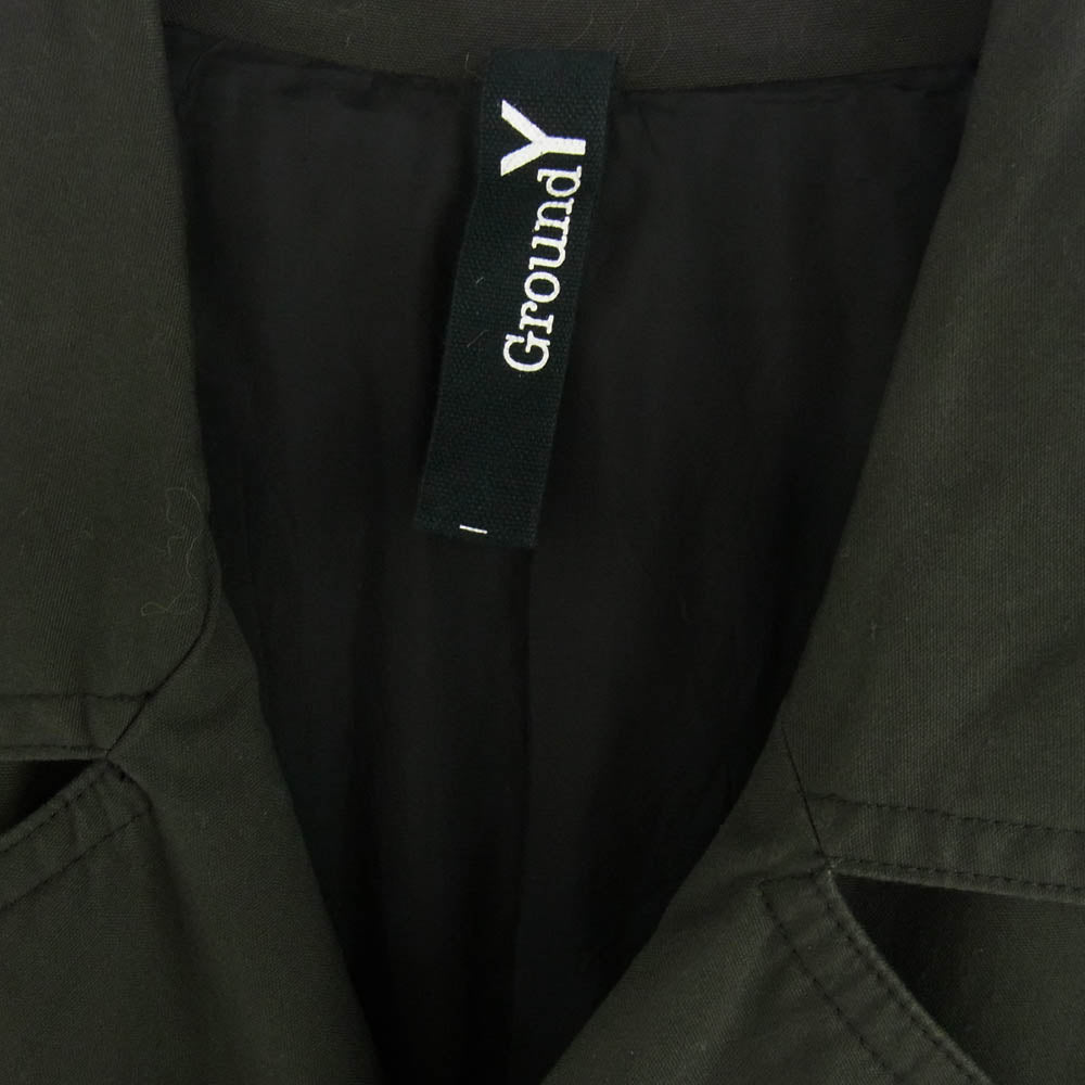 Yohji Yamamoto ヨウジヤマモト 19AW GC-C03-002 Ground Y グラウンドワイ DOUBLE COAT コットン キャンバス ダブル ロング コート カーキ系 ブラック系 3【中古】