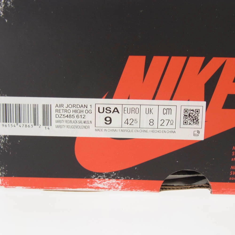 NIKE ナイキ DZ5484-612 Air Jordan 1 High OG Lost & Found Chicago エアジョーダン1 ハイ ロスト & ファウンド シカゴ ハイカット スニーカー レッド系 ホワイト系 27cm【極上美品】【中古】