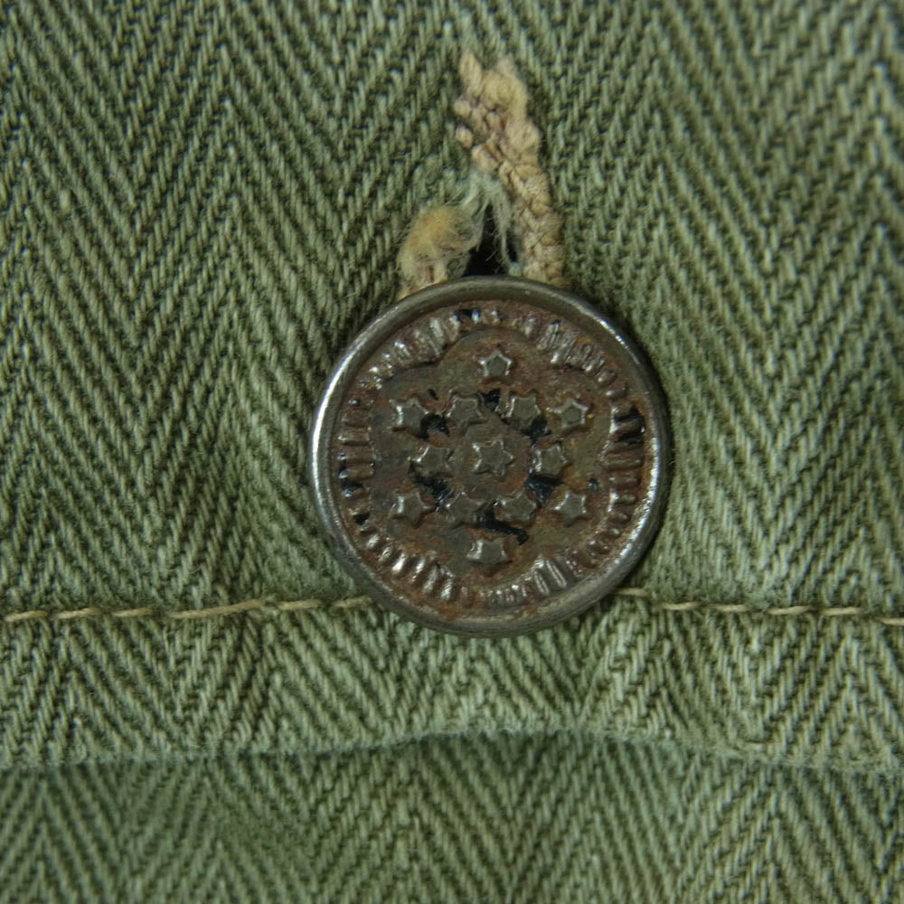 ヴィンテージ 40S US ARMY HBT ?M-43 13スターボタン 米軍実物 ミリタリー カーゴ パンツ グリーン系 サイズ表記なし【中古】