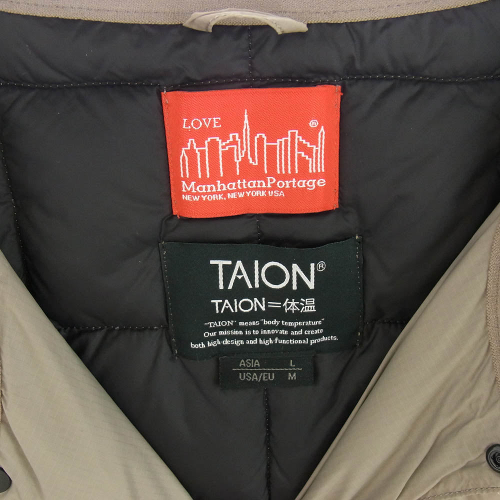 タイオン 23FW-MP-TAION01 Manhattan Portage マンハッタンポーテージ 別注 ダウンジャケット ダウンカーディガン バラクラバ付き グレー系 L【中古】
