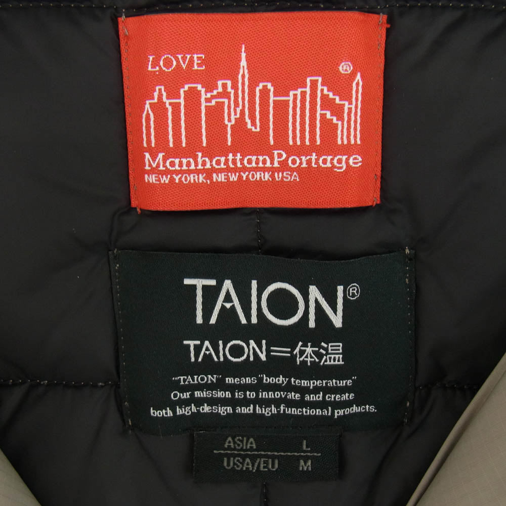 タイオン 23FW-MP-TAION01 Manhattan Portage マンハッタンポーテージ 別注 ダウンジャケット ダウンカーディガン バラクラバ付き グレー系 L【中古】
