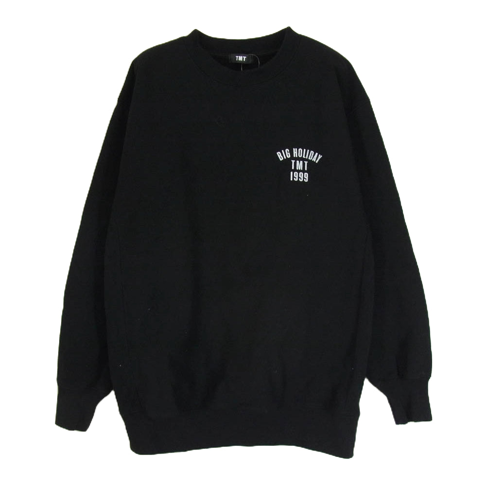 TMT ティーエムティー 胸プリント クルーネック 丸首 スウェット ブラック系 L【中古】