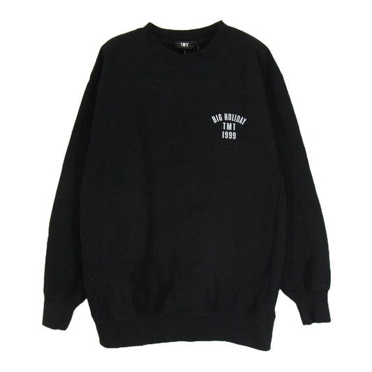 TMT ティーエムティー 胸プリント クルーネック 丸首 スウェット ブラック系 L【中古】