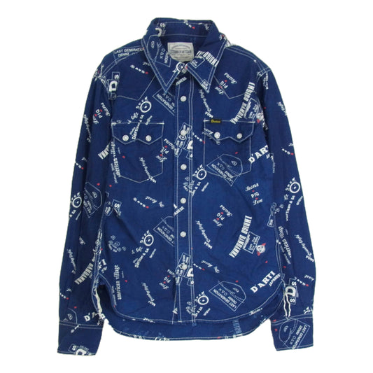 STUDIO D’ARTISAN ステュディオダルチザン ウエスタン シャツ 長袖 総柄 ネイビー系 XS【中古】