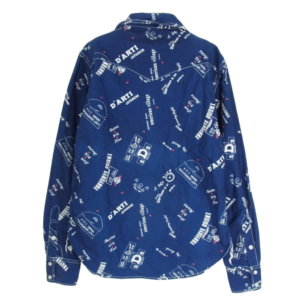 STUDIO D’ARTISAN ステュディオダルチザン ウエスタン シャツ 長袖 総柄 ネイビー系 XS【中古】