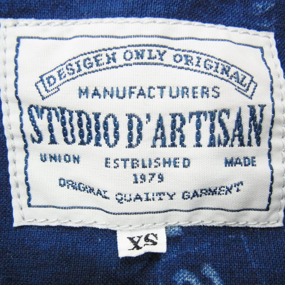 STUDIO D’ARTISAN ステュディオダルチザン ウエスタン シャツ 長袖 総柄 ネイビー系 XS【中古】