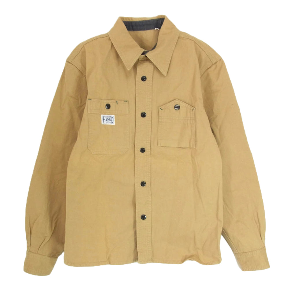 THE FLAT HEAD ザフラットヘッド ワーク シャツ 長袖 ブラウン系 36【中古】