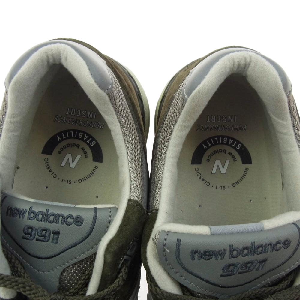 NEW BALANCE ニューバランス M991 OLG スエード メッシュ ローカット スニーカー マルチカラー系 28.5cm【極上美品】【中古】
