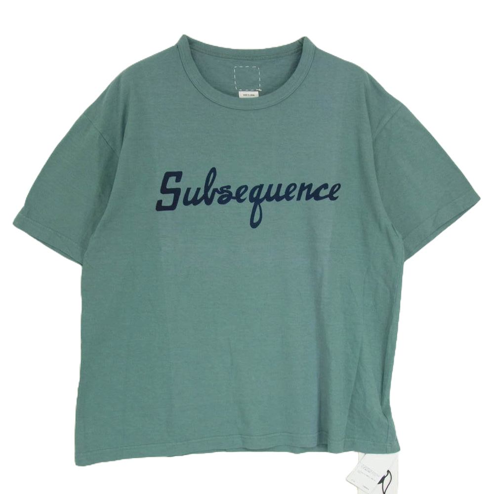 VISVIM ビズビム 20SS 619905010005 JUMBO TEE S/S VEG DYE Subsequenc ジャンボ Tシャツ ロゴ 半袖 Tシャツ グリーン系 4【極上美品】【中古】