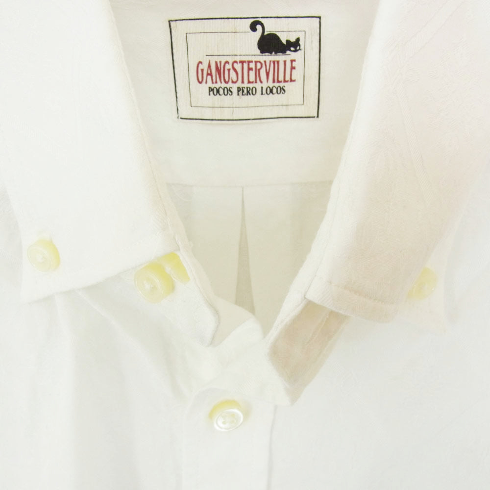 GANGSTERVILLE ギャングスタービル GSV-19-AW-27 MUGGLER L/S SHIRTS 裾刺繍 ボタンダウン 長袖 シャツ ホワイト系 S【中古】