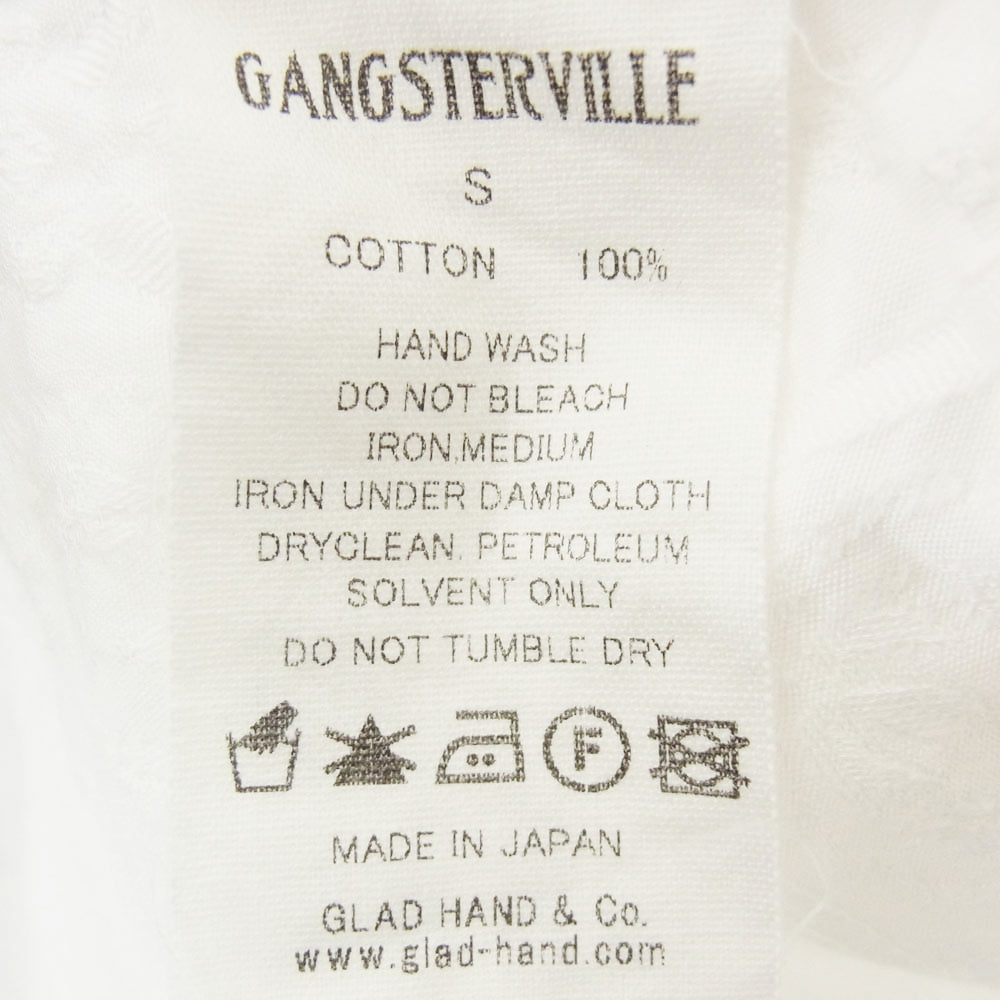 GANGSTERVILLE ギャングスタービル GSV-19-AW-27 MUGGLER L/S SHIRTS 裾刺繍 ボタンダウン 長袖 シャツ ホワイト系 S【中古】