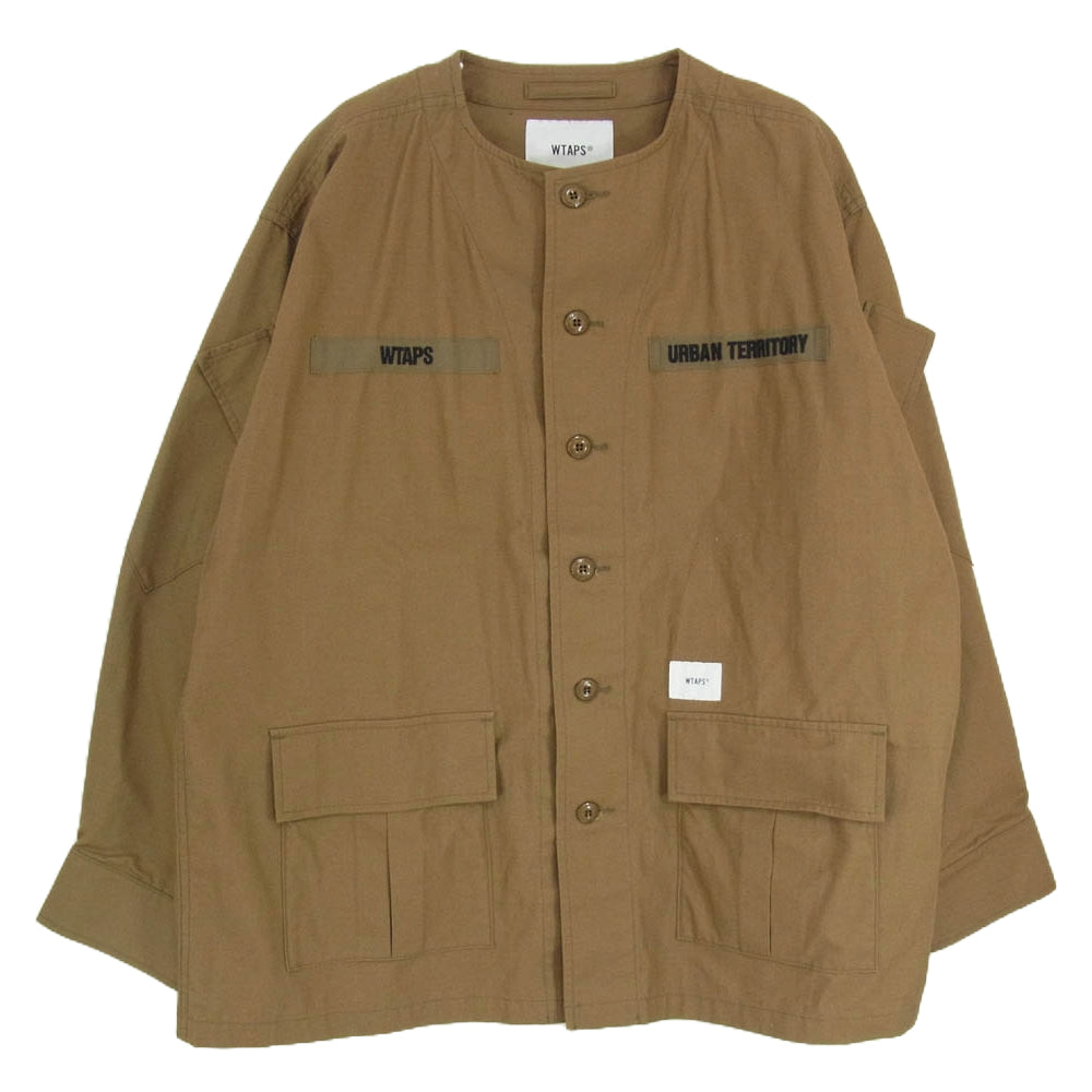 WTAPS ダブルタップス 21ss 211WVDT-SHM06 SCOUT LS COTTON RIPSTOP リップストップ ノーカラー ジャケット カーキ系 X02【中古】