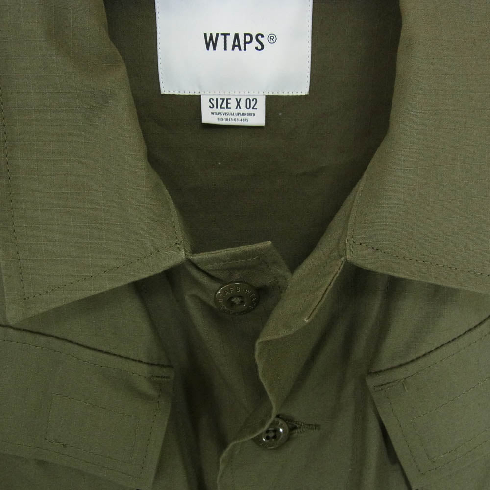 WTAPS ダブルタップス 20aw 202BRDT-SHM02 MODULAR LS COTTON RIPSTOP モジュラー ロング スリーブ 長袖 ミリタリー シャツ カーキ系 X02【中古】